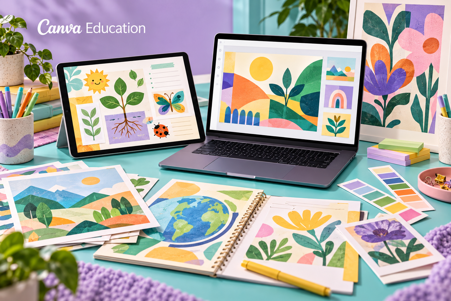 Canva Education conceptual classroom designs and colorful posters